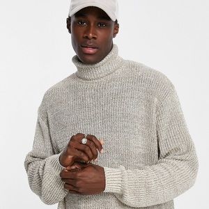 Knitted oversize sweater in oatmeal color